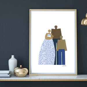 African American Family Portrait, New born art, Minimalist Portrait, Family art, People of color, Print myself, Art Print yourself image 7