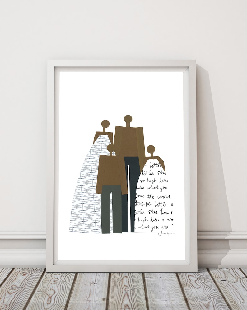 African American Family Portrait, Minimalist People, Minimalist Portrait, Family art, People of color, Print myself, Art Print yourself image 2