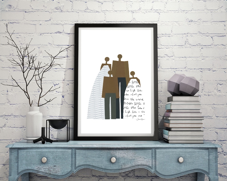 African American Family Portrait, Minimalist People, Minimalist Portrait, Family art, People of color, Print myself, Art Print yourself image 7