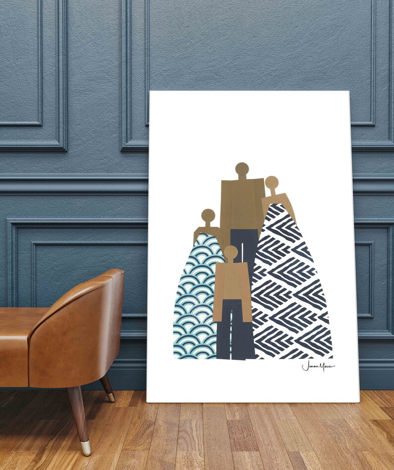 Gift for Mom, Gift for Dad, African American Family, People Art, Printable, Diverse Art, Inclusive Art, Living Room Art, Minimalist Art image 9