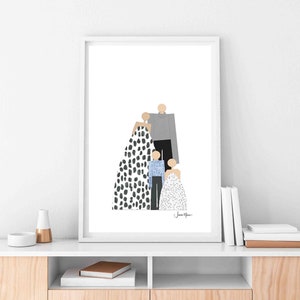 Printable Family Portrait, gift for her, last minute gifts, Minimalist décor bedroom, modern farmhouse, gifts under 30, Gift for him