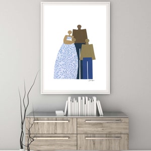 African American Family Portrait, New born art, Minimalist Portrait, Family art, People of color, Print myself, Art Print yourself image 10