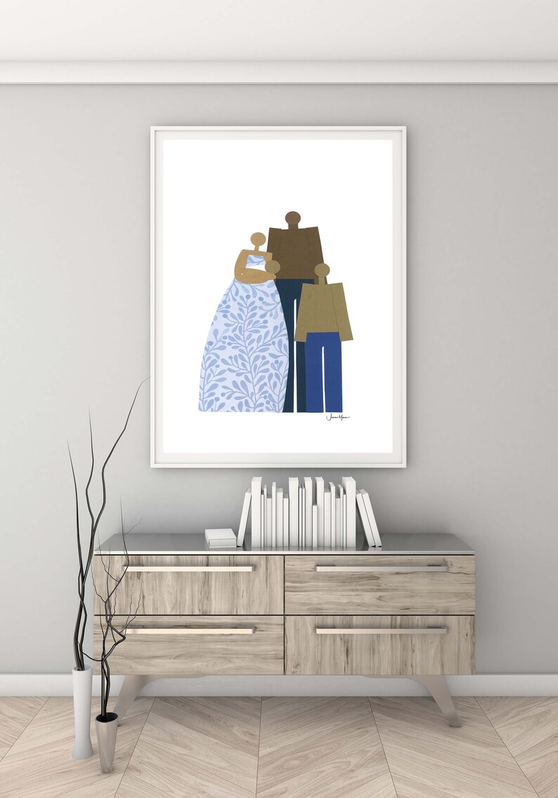 African American Family Portrait, New born art, Minimalist Portrait, Family art, People of color, Print myself, Art Print yourself image 10