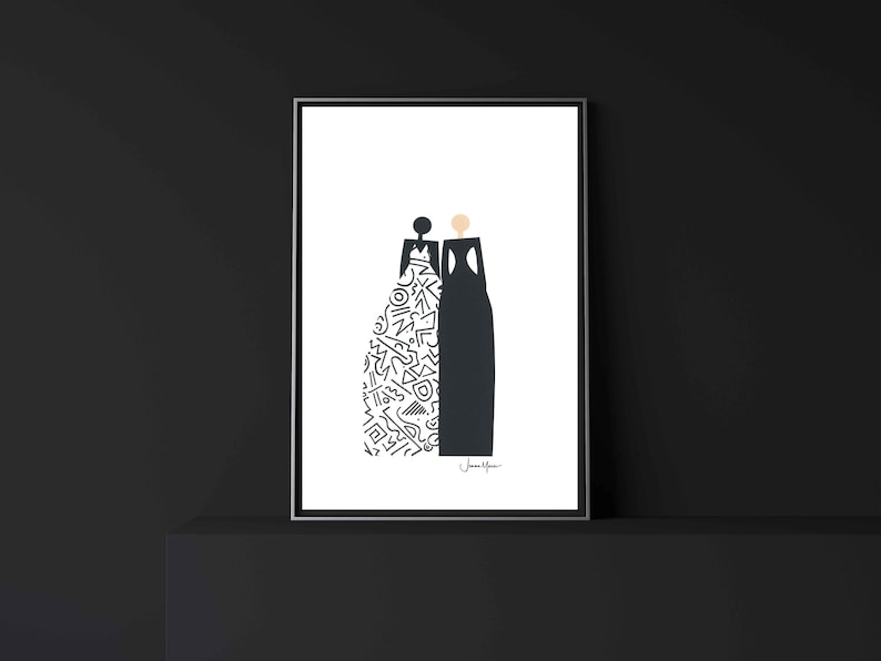 Fashion Best Friends, Women art, Best Friend Gifts, Printable art, Black owned shop, Last Minute Gift, dorm art, minimalist art image 1