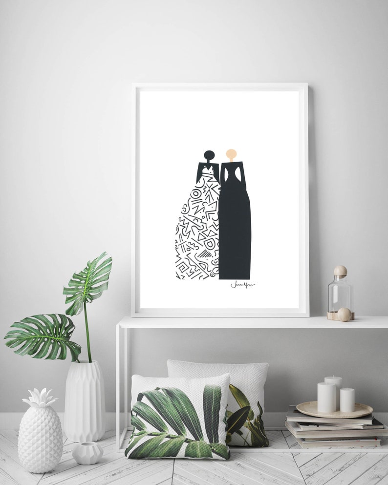 Fashion Best Friends, Women art, Best Friend Gifts, Printable art, Black owned shop, Last Minute Gift, dorm art, minimalist art image 2