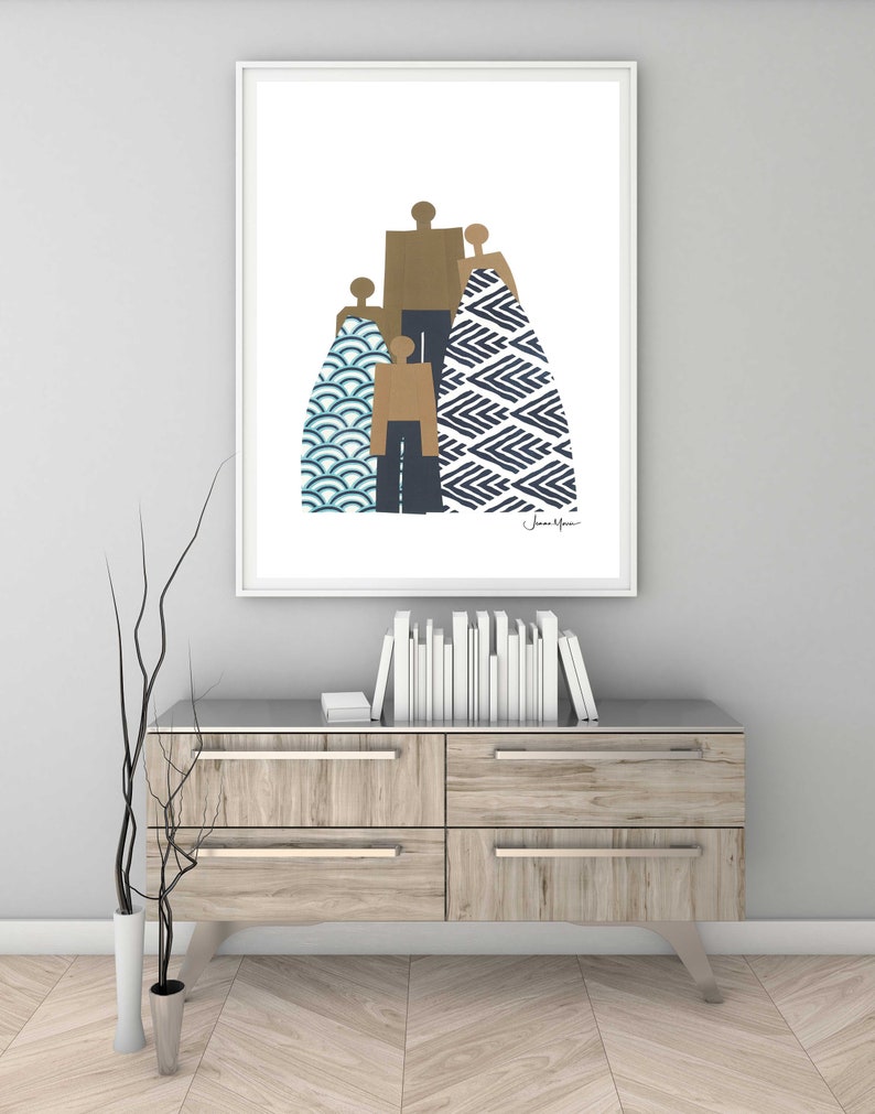 Gift for Mom, Gift for Dad, African American Family, People Art, Printable, Diverse Art, Inclusive Art, Living Room Art, Minimalist Art image 2