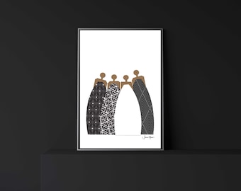 Family Portrait, African American Family art, Art print yourself, People of Color, Inclusion, Diversity, print myself, Black art