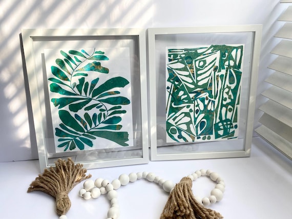 sage green wall art, 2 piece wall art, original art, calming wall art, preppy room decor, zen art, set of 2, apartment decor boho