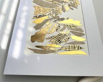 Gold leaf painting | Minimalist Zen Artwork | Modern Boho Wall Art