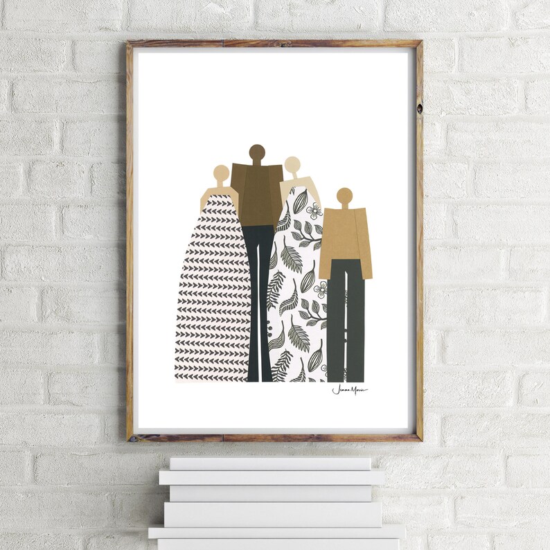 Printable Family Portrait Gift for Mom Interracial Family | Etsy