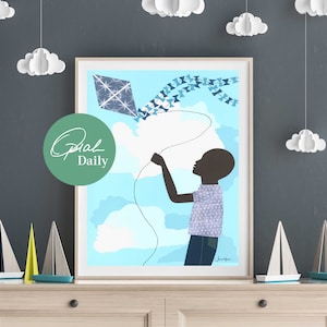 Black Boy Joy, Black Boy nursery art, Black boy wall art, Boy flying kite,  Last Minute Gift, Daycare art, School room décor, child room