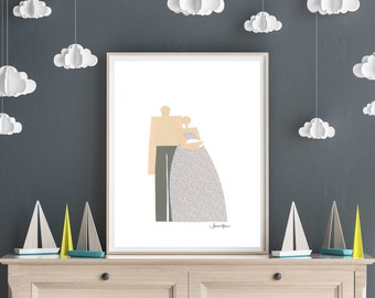 New Dad, Baby Shower Geschenk, Neugeborenes Baby, Printable, Last Minute Geschenk, Minimalist Portrait, herunterladbar, beste Freundin Geschenk, Mama Geschenk
