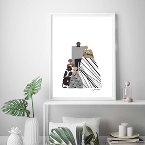 Wedding Gift, Mother&#39;s day Gift, Father&#39;s day gift, Printable Family Portrait, Family of 5, minimalist art, downloadable art