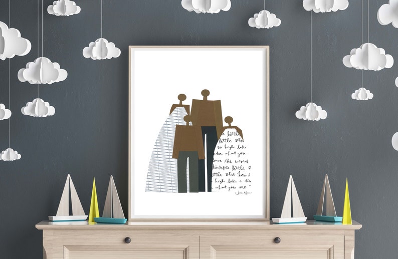 African American Family Portrait, Minimalist People, Minimalist Portrait, Family art, People of color, Print myself, Art Print yourself image 3