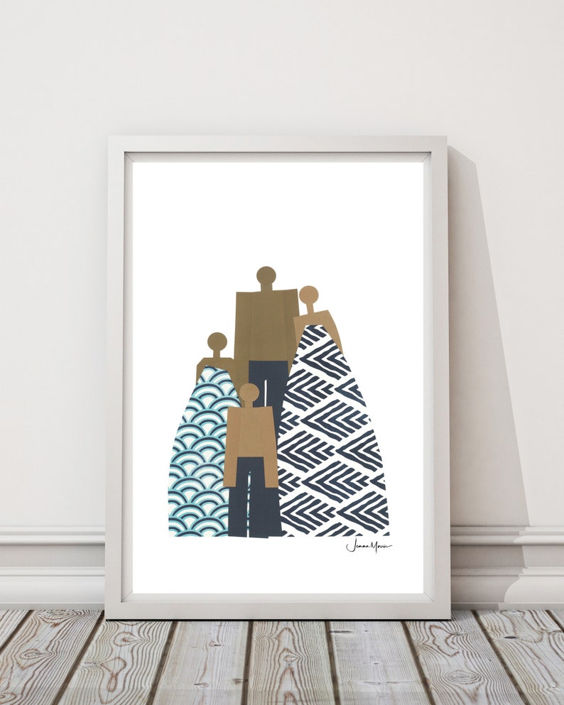 Gift for Mom, Gift for Dad, African American Family, People Art, Printable, Diverse Art, Inclusive Art, Living Room Art, Minimalist Art image 3