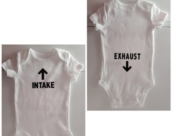 intake exhaust baby onesie