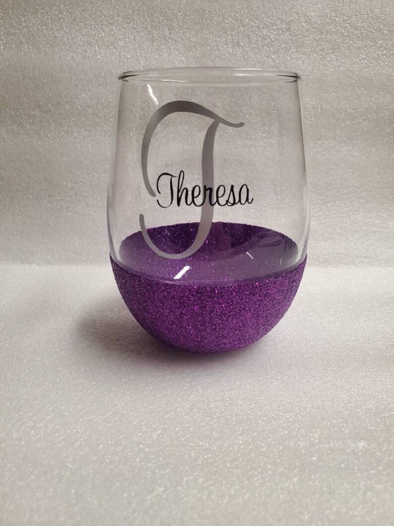 Glitter Wine Glass Etsy