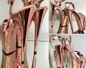 Rose Gold Poleboutins Glitter Pole Dance Stripper Heels Pleaser