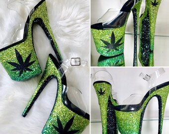 green stripper heels