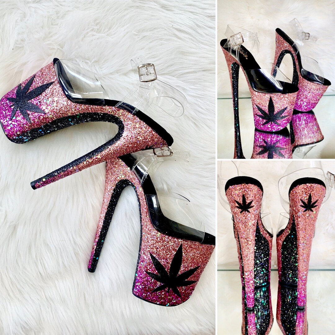Mary Jane Pink Glitter Heels Custom Pole Dance / Exotic / - Etsy