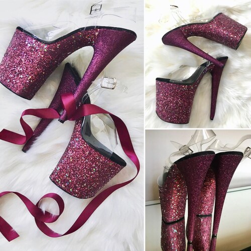 Wine Glitter Heels Custom Pole Dance / Exotic / Stripper Etsy