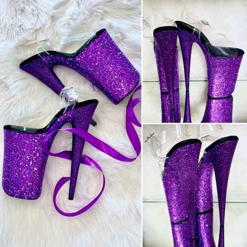 Dark Purple Glitter Heels Custom Pole Dance / Exotic / Etsy
