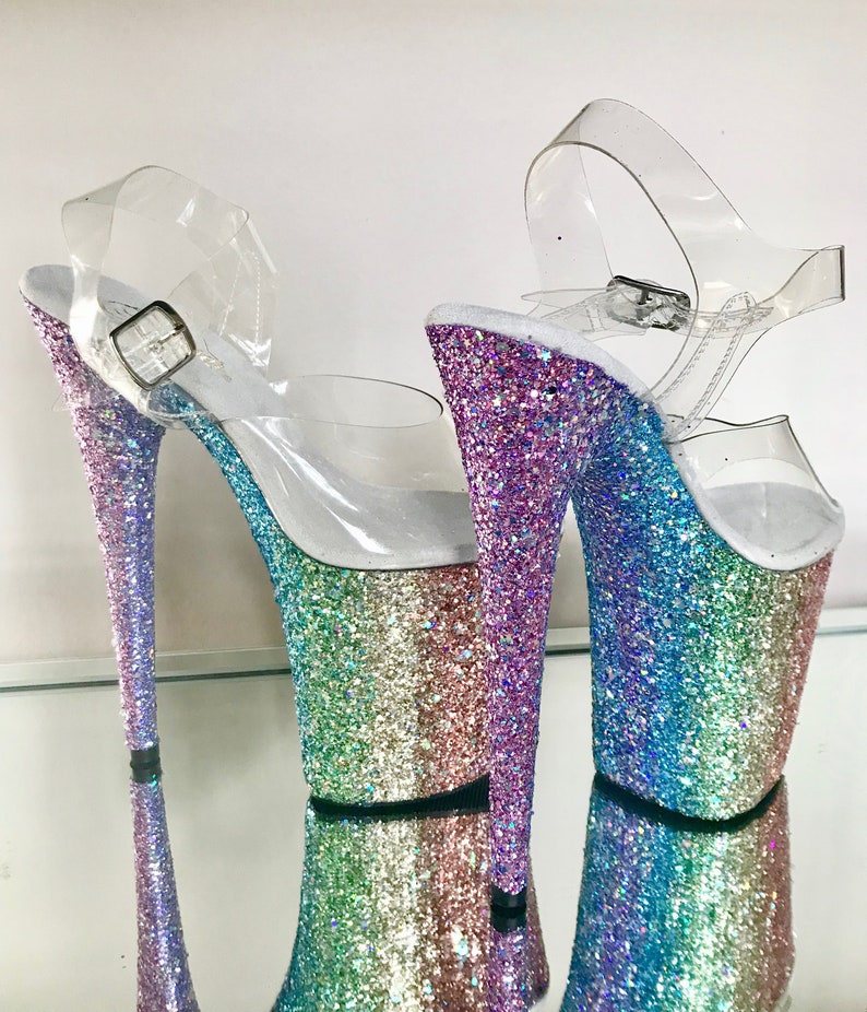 Candy Land Spectrum Ombre Glitter Heels Custom Pole Dance / - Etsy