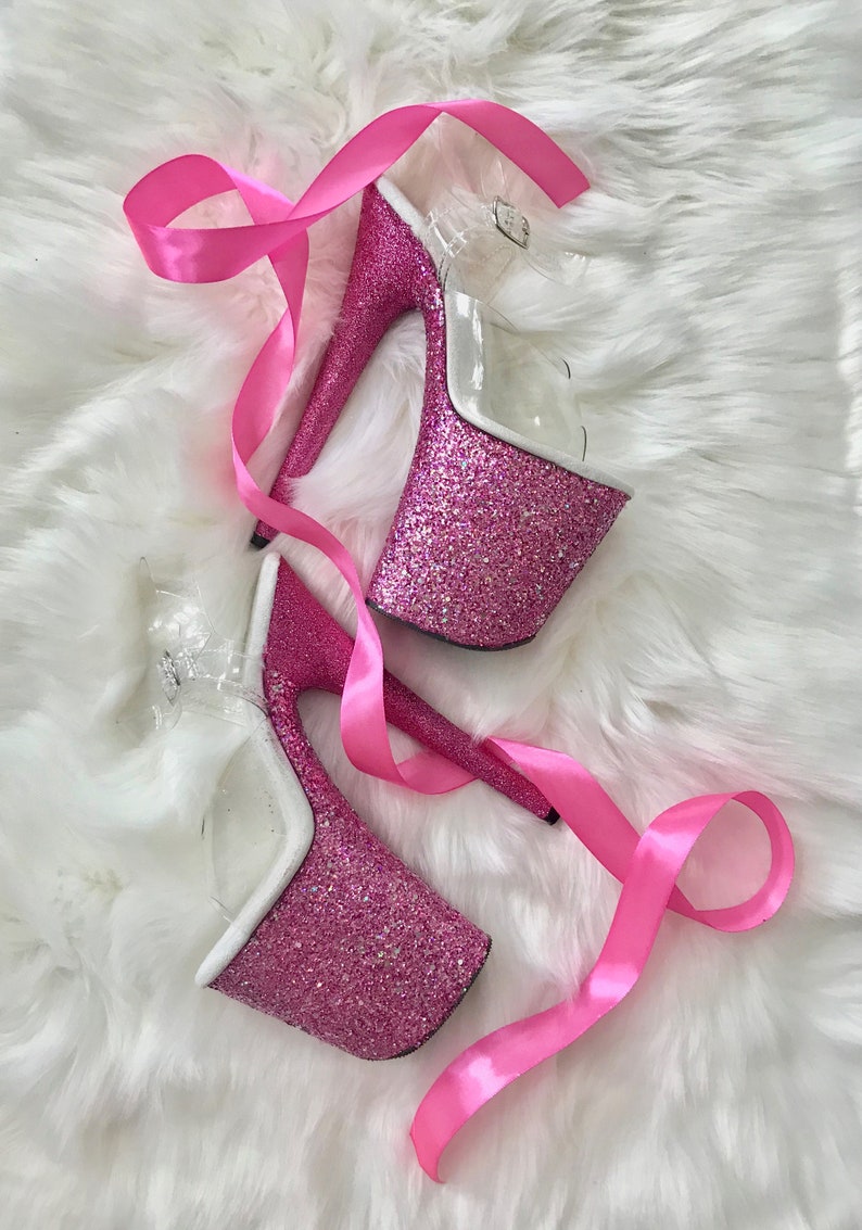 Barbie Pink Glitter Pole Dance / Stripper Heels / Pleaser | Etsy