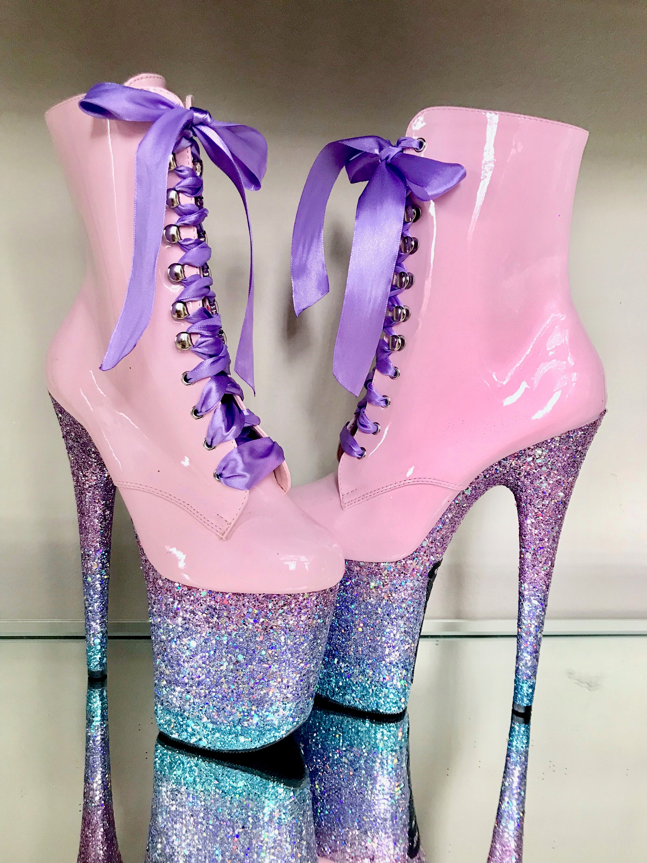 Pink Dip Dye Glitter Boots Custom Pole Dance / Exotic / - Etsy