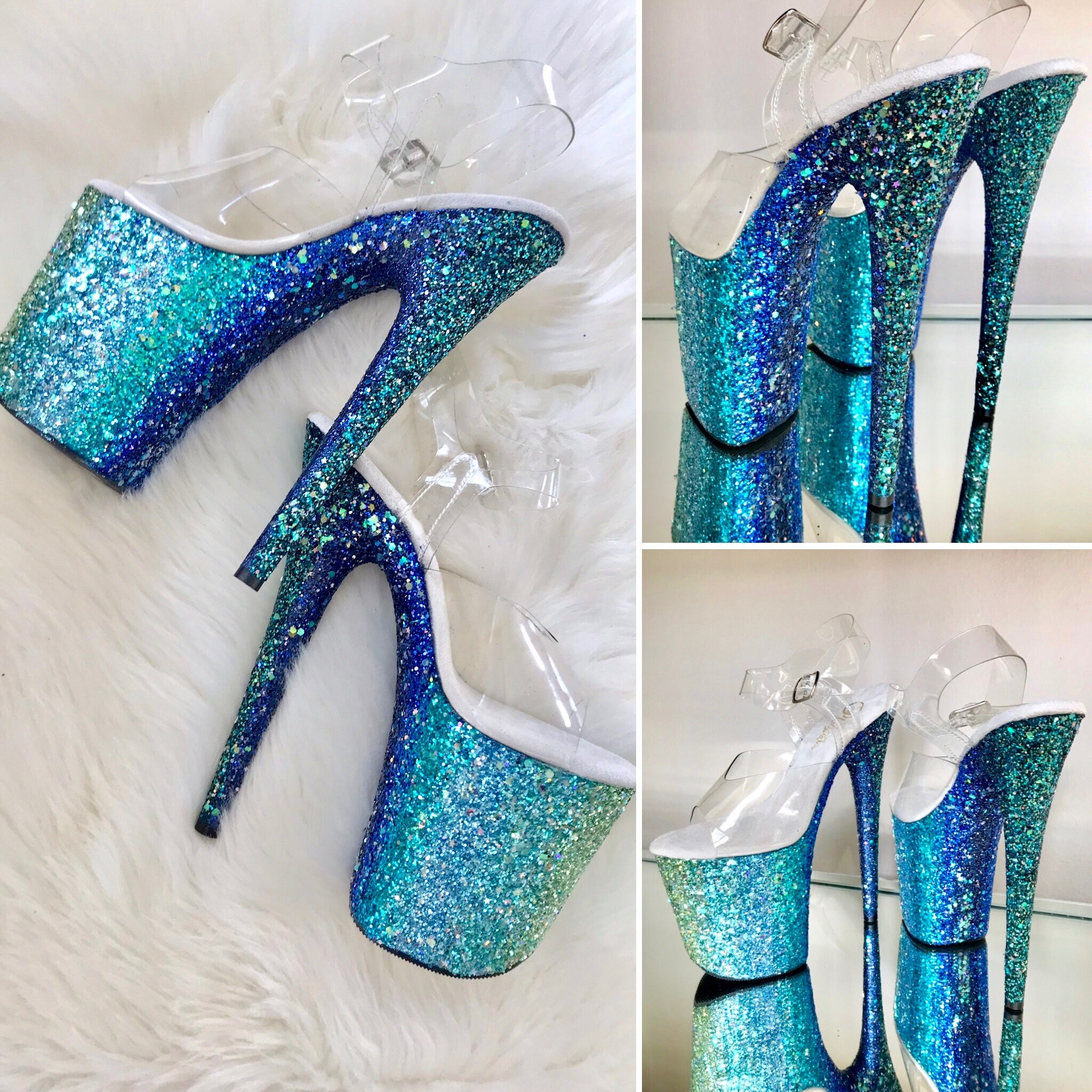 Ocean Spectrum Ombre Glitter Heels Custom Pole Dance / | Etsy