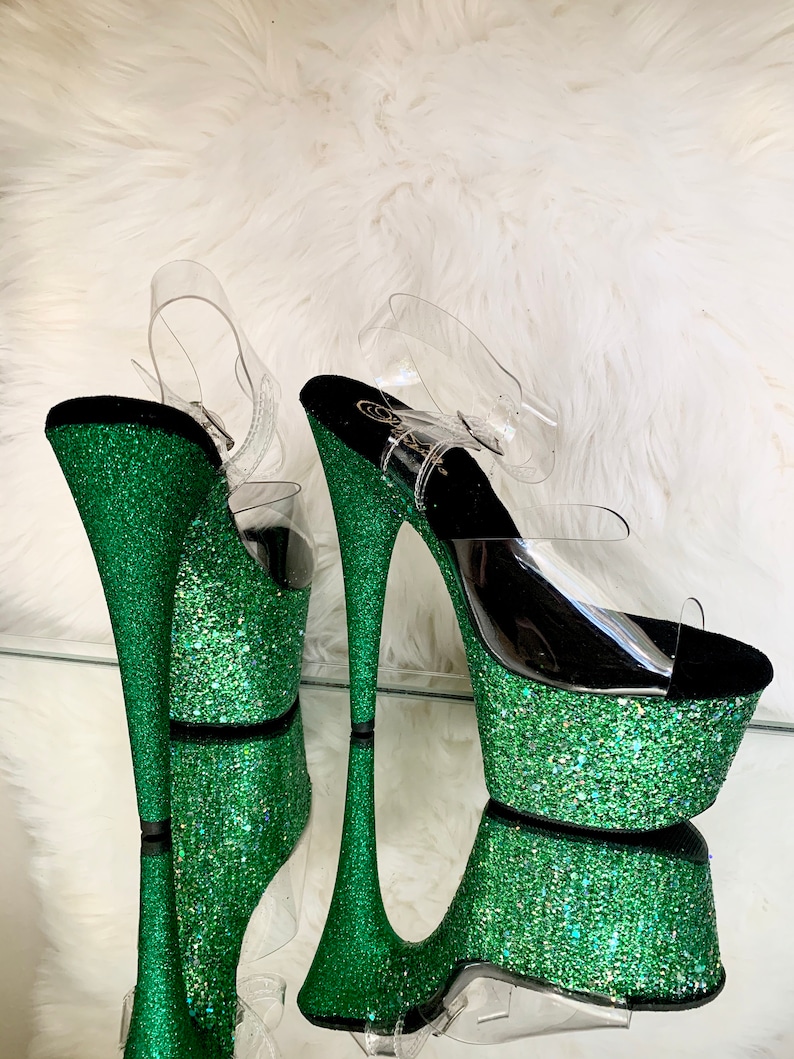emerald green sparkly heels