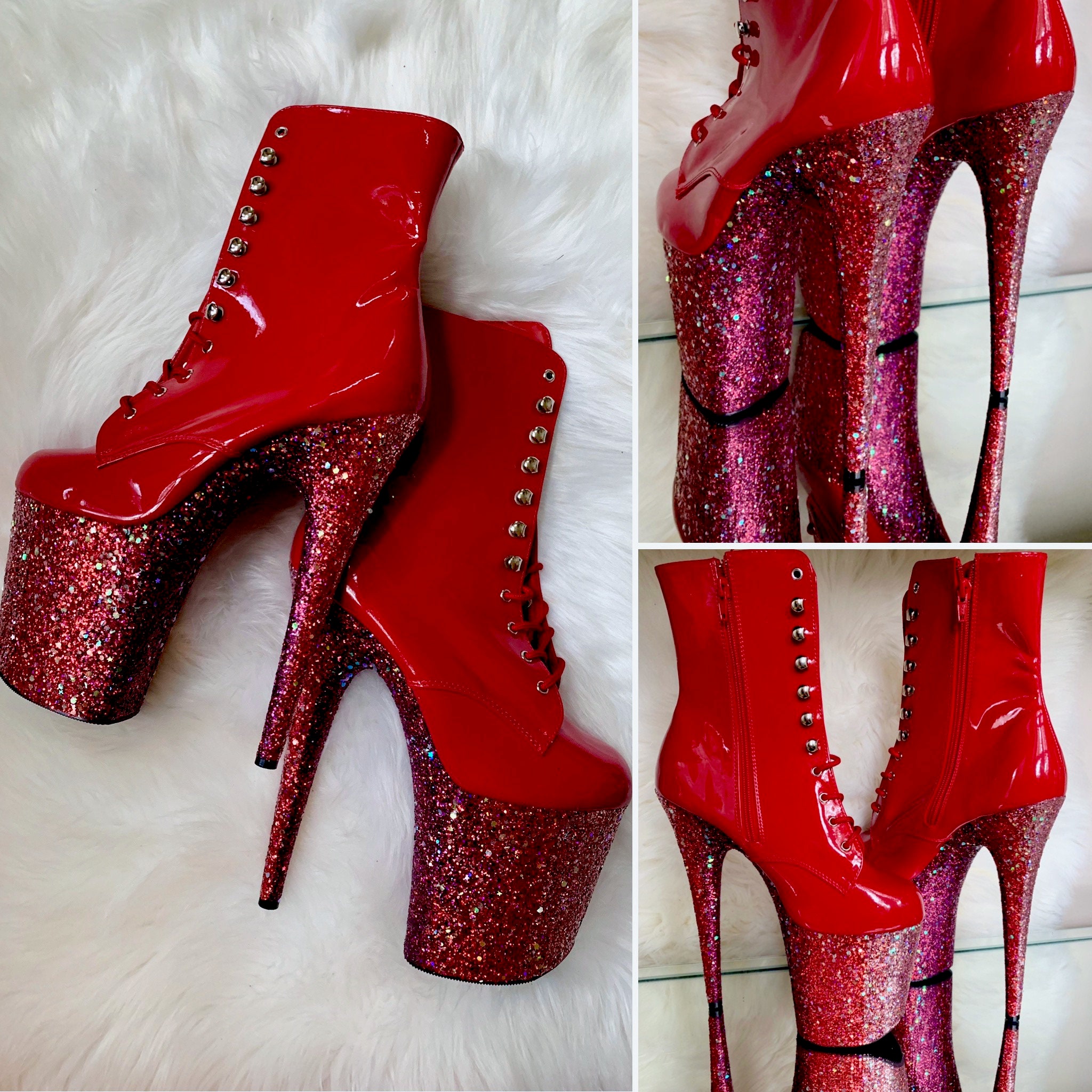red glitter pleasers
