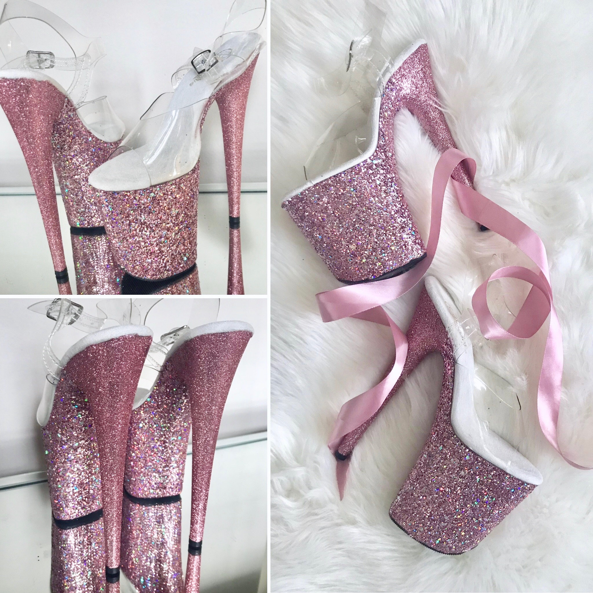 Blush Glitter Heels Custom Pole Dance 