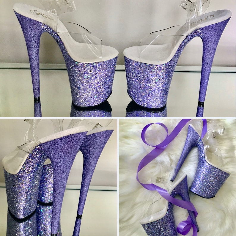 Lilac Glitter Heels Custom Pole Dance / Exotic / Stripper Etsy