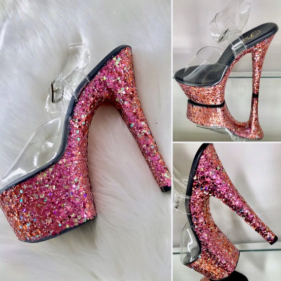 glitter heels pink