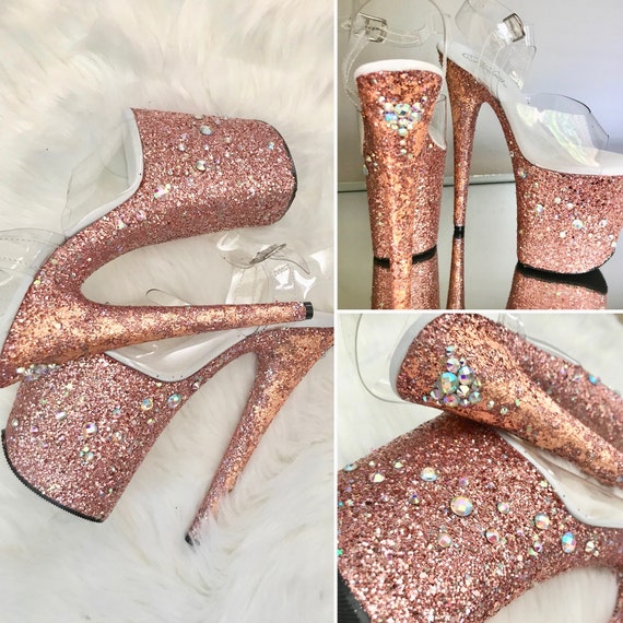 rose gold glitter heel