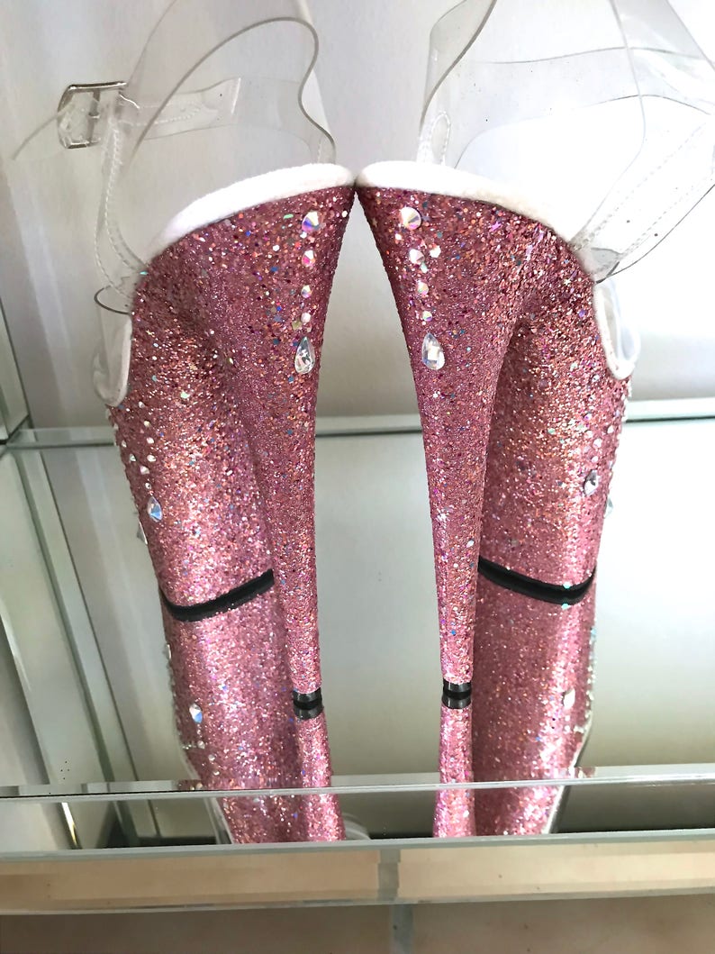 Rosa Poledancestripper Pleaser Glitter Kronleuchter Heels