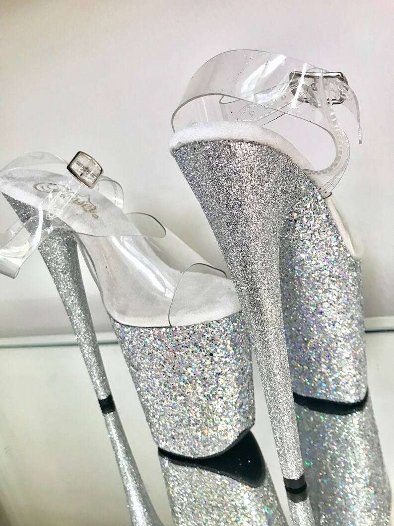Silver Glitter Heels Custom Pole Dance / Exotic / Stripper Etsy