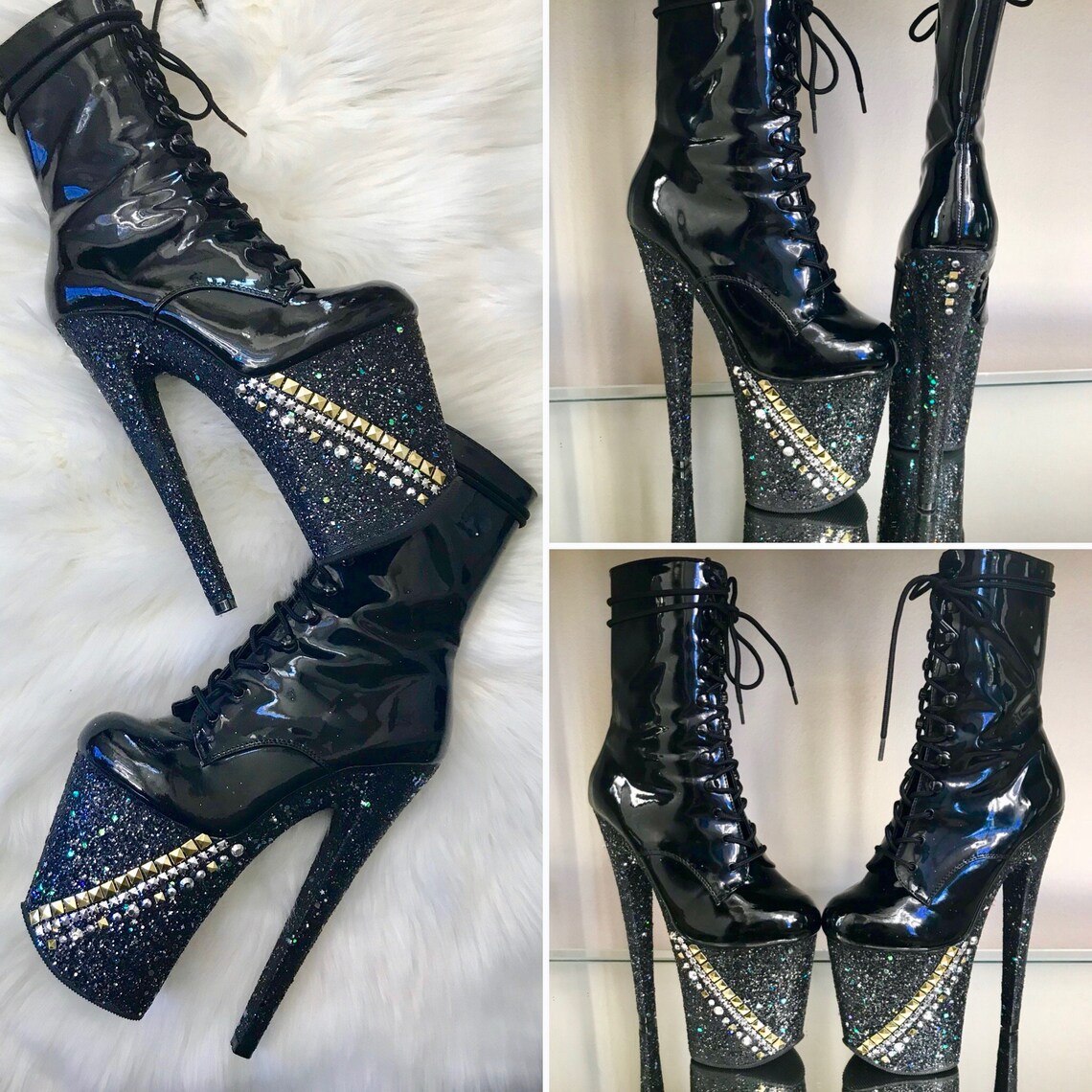 glitter stripper boots