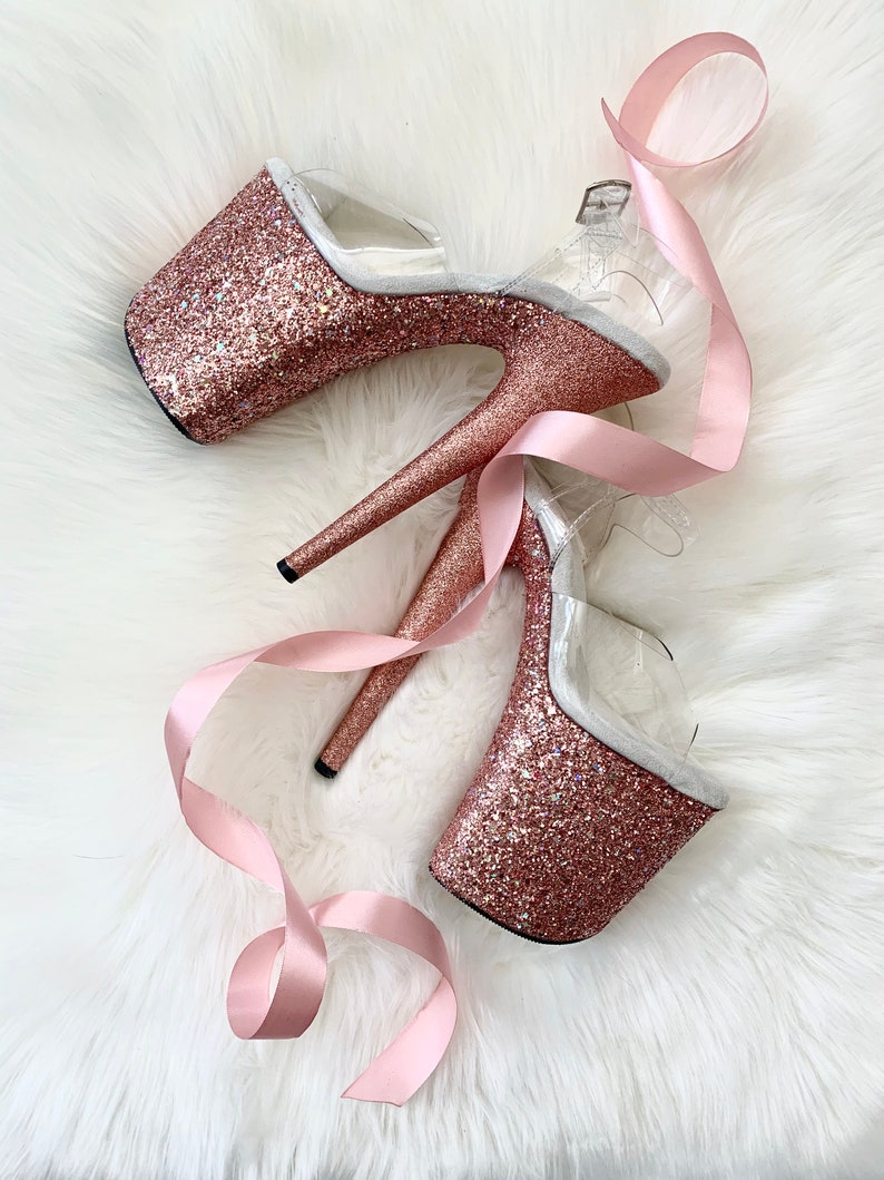 Rose Gold Glitter Heels Custom Pole Dance / Exotic / Etsy