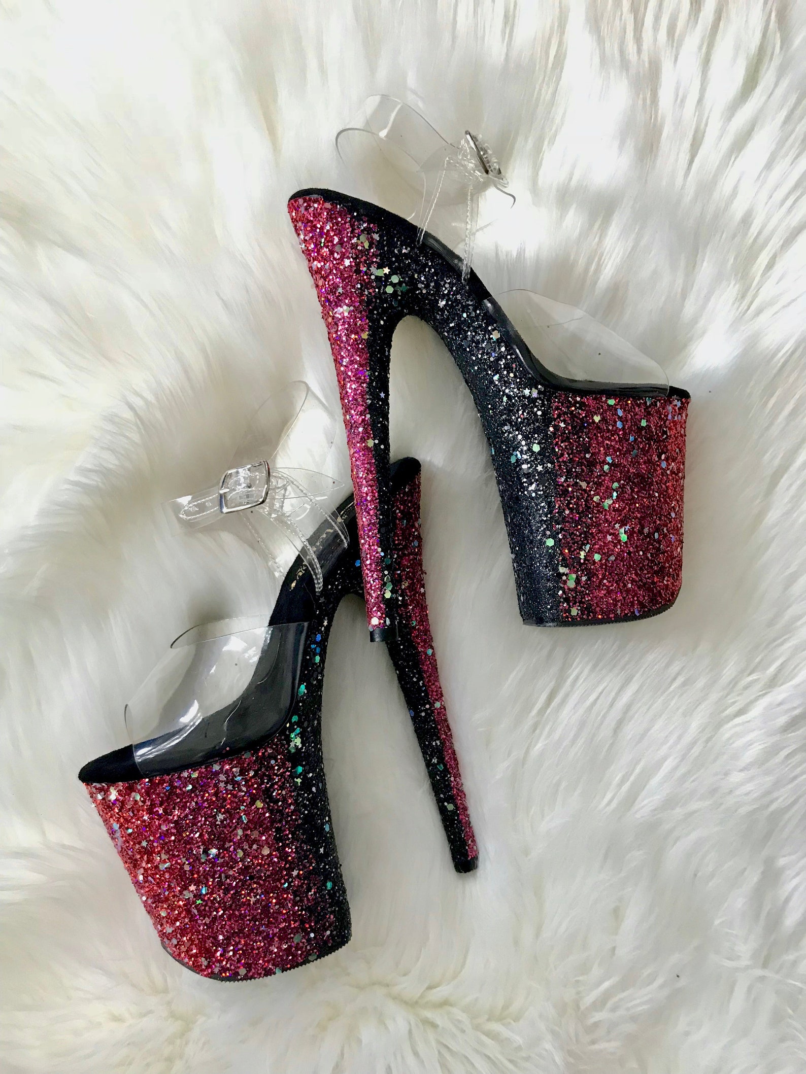 red and black ombre heels