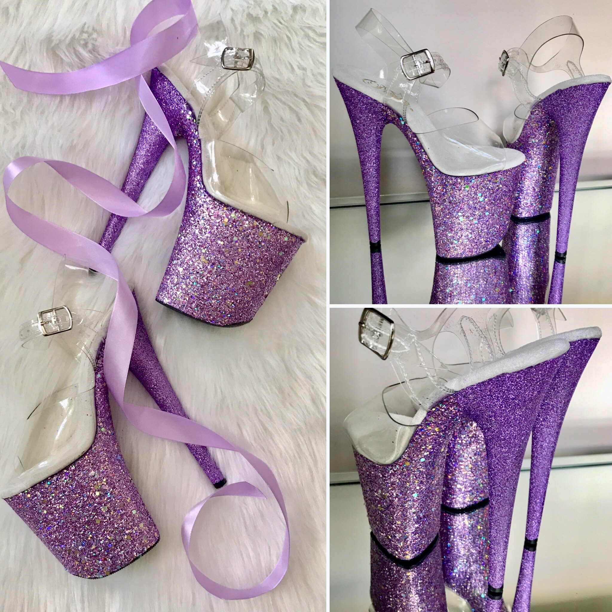 Lavender Glitter Heels Custom Pole 