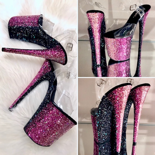 Blush Glitter Heels Custom Pole Dance / Exotic / Stripper Etsy