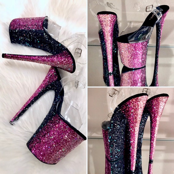 diy ombre glitter heels