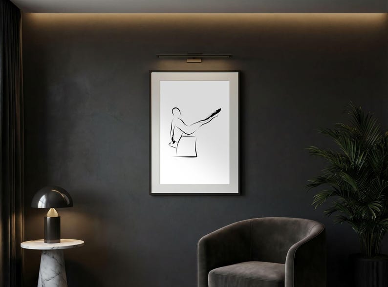 Pilates Reverse Swan Teaser Wunda Chair Pose, Pilates Wall Art, Modern Minimalist Studio Decor, Printable Fitness Art image 4