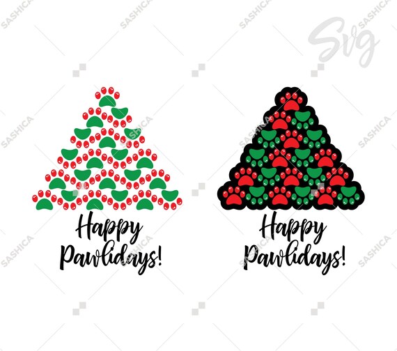 Download Christmas Tree With Paw Print Svg And Png Paw Print Etsy