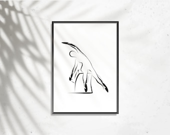 Pilates Mermaid Wunda Chair Pose, Pilates Wall Art, Modern Minimalist Studio Decor, Printable Fitness Art