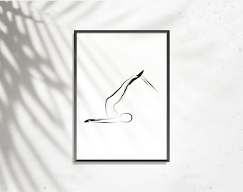 Pilates Short Spine Reformer Pose Print, Minimalist Line Art (Digital Download)