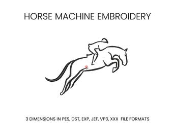 Minimalist Horse Embroidery Design, Machine Embroidery File, Modern Horse Outline, pes dst exp jef vp3 xxx