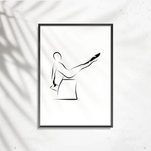 Pilates Reverse Swan Teaser Wunda Chair Pose, Pilates Wall Art, Modern Minimalist Studio Decor, Printable Fitness Art image 1